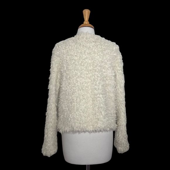 VANS Faux Fur Jacket Coat Women Size S Small White Lined Hook & Loop Closure - Picture 3 of 15